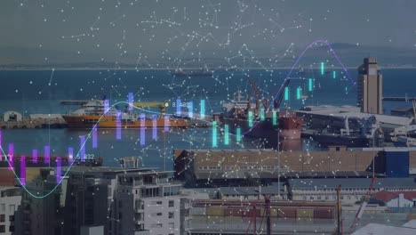 animation of data processing over shapes and port