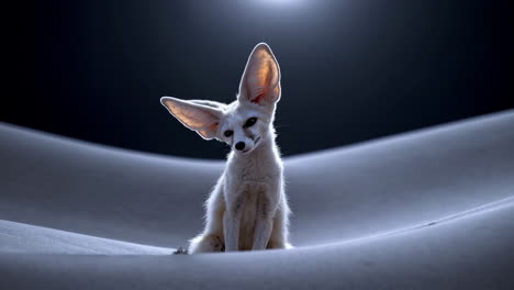 a fennec fox in the desert at night