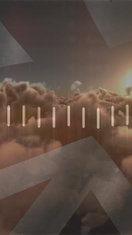 animación del procesamiento de datos sobre nubes y bandera de reino unido