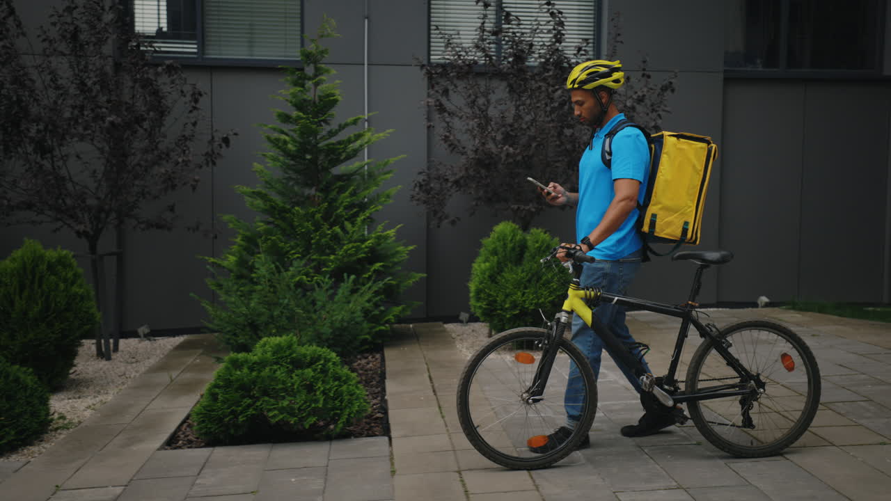 Delivery Person with Bicycle