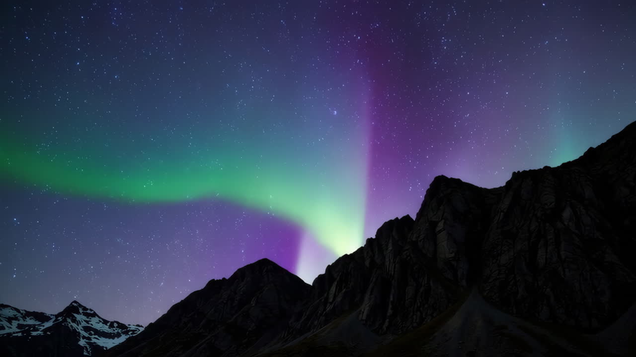 Aurora Borealis over Icelandic Mountains