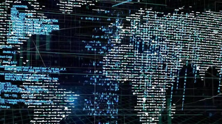 On load hologram world map forming from code, camera panning streams and nodes visualizing flow
