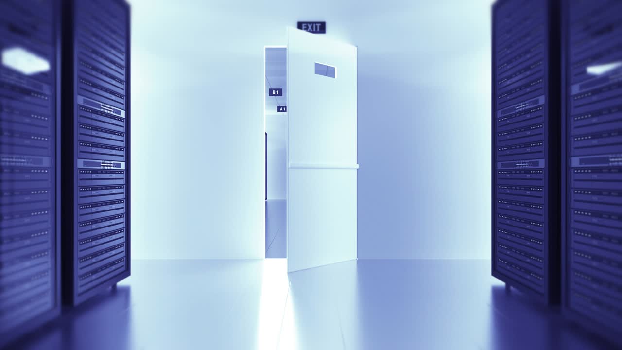 현대적인 데이터 센터의 서버 랙 - 기술 관련 cg - 원활한 루프