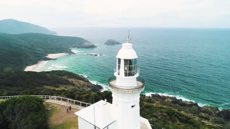 orbiting aerial shot of a lighthouse