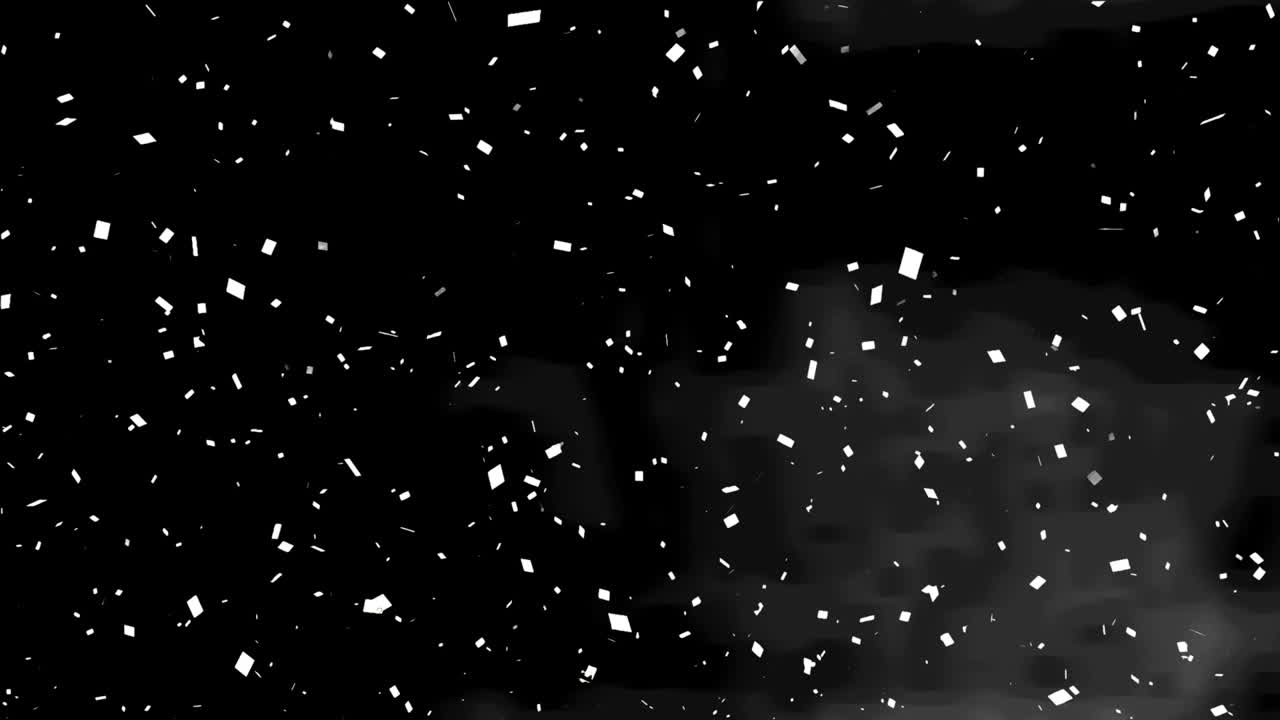 Animation of white confetti falling on black background