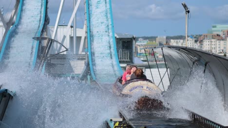 thrilling water ride with splashes and laughter