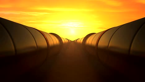 2 oil pipes against sunset, loop