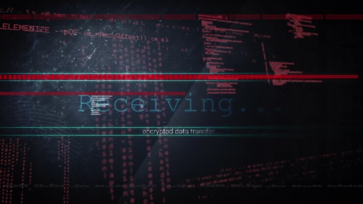 Animation of data processing on black background
