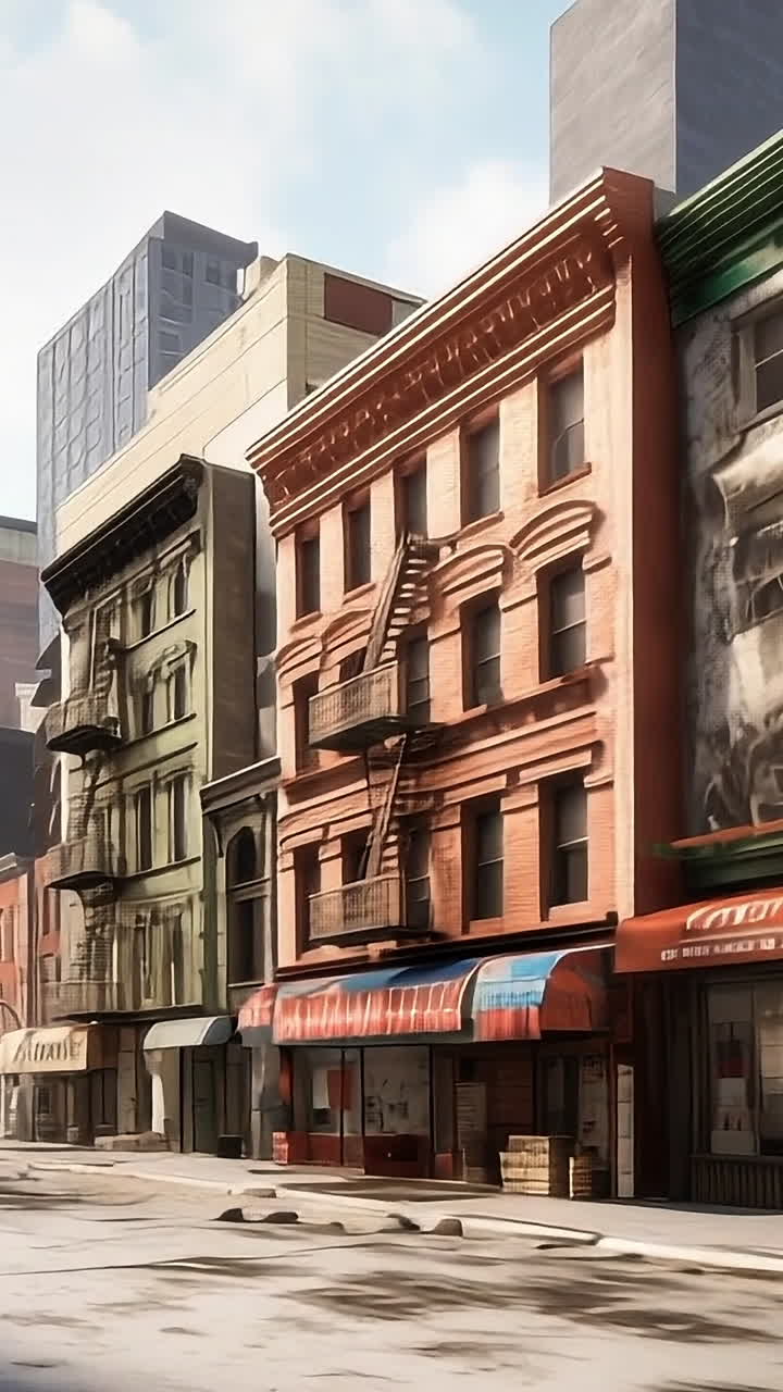 Vintage buildings in sunlight