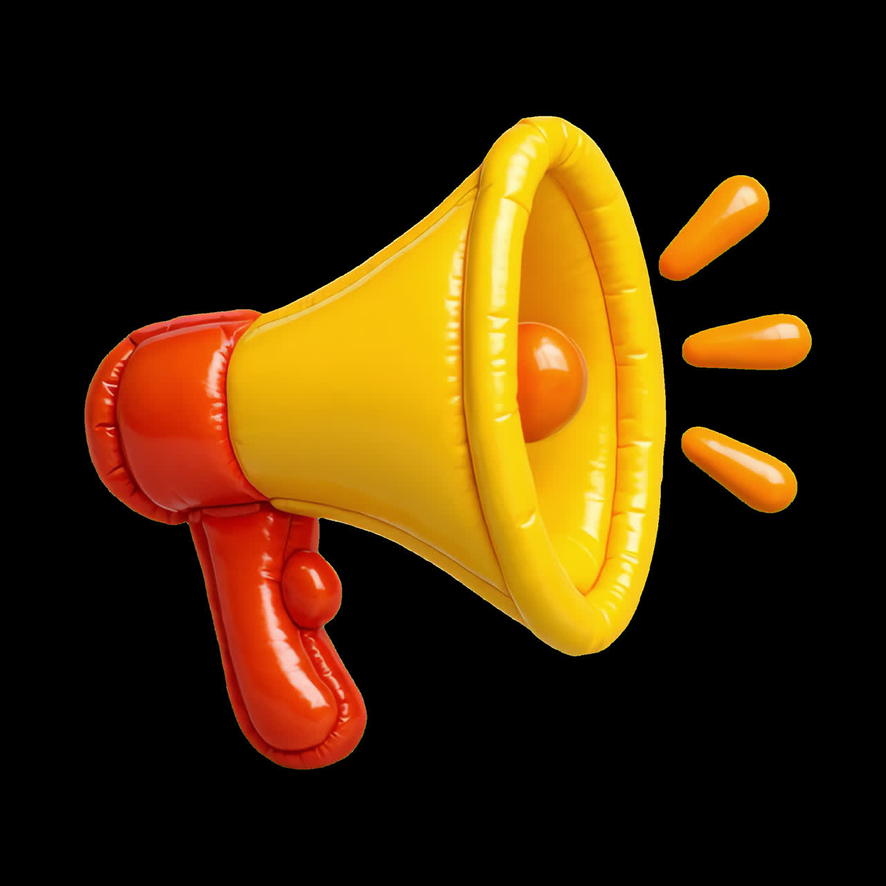 Vibrant inflatable megaphone illustration animation isolated asset, transparent 4K video, alpha