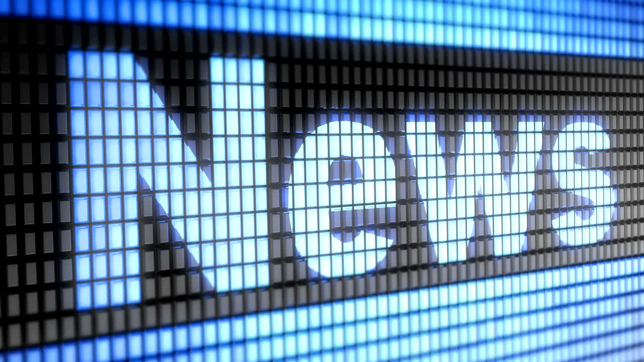 "noticias" en la pantalla. resolución de 4k. bucle.