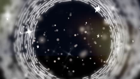animación de formas blancas giratorias sobre las estrellas
