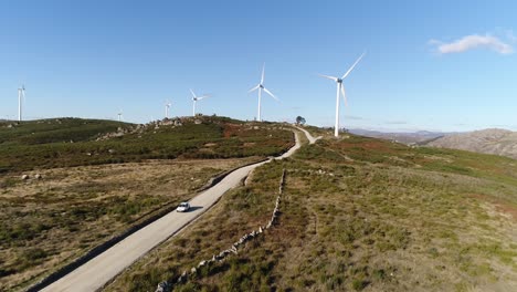 windmills along a countryside road