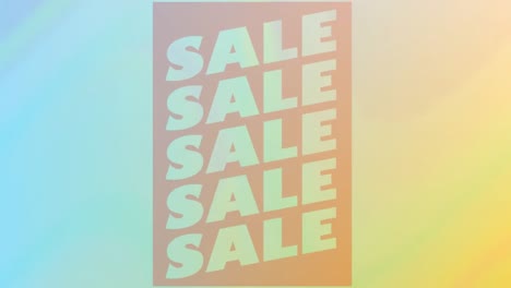 animation of sale text on yellow to blue background