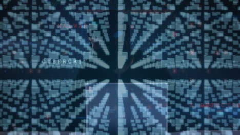 animación de varias pantallas de computadora, candado de seguridad en línea sobre hacker usando computadora