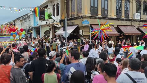 lgbtq+ pride parade in a city street