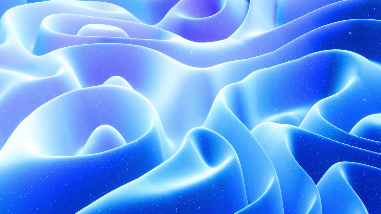 부드러운 파란색 매트 재료의 추상적인 파동, 가운 내부 반임과 모핑 표면에 반이는, 풍경이나 지형과 같은 추상적인 기하학 표면, 3d 노이즈를 추출하거나 이동시키기.
