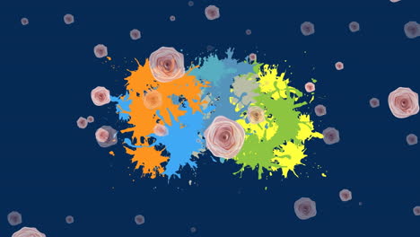 animation of falling flowers over blots on dark background