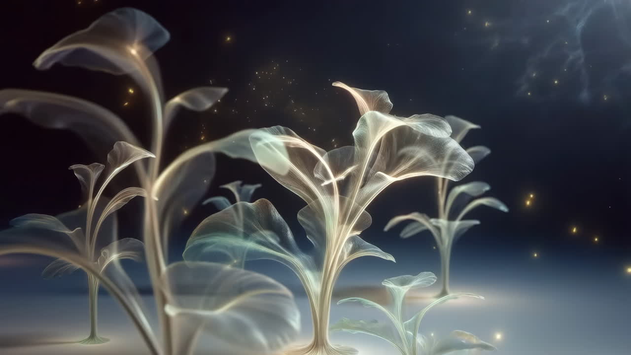 Ethereal Glowing Plants in a Mystical Setting