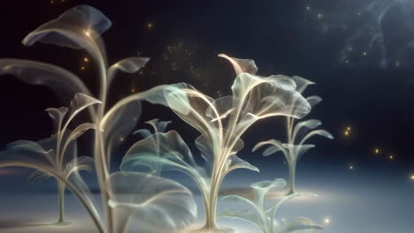 ethereal glowing plants in a mystical setting