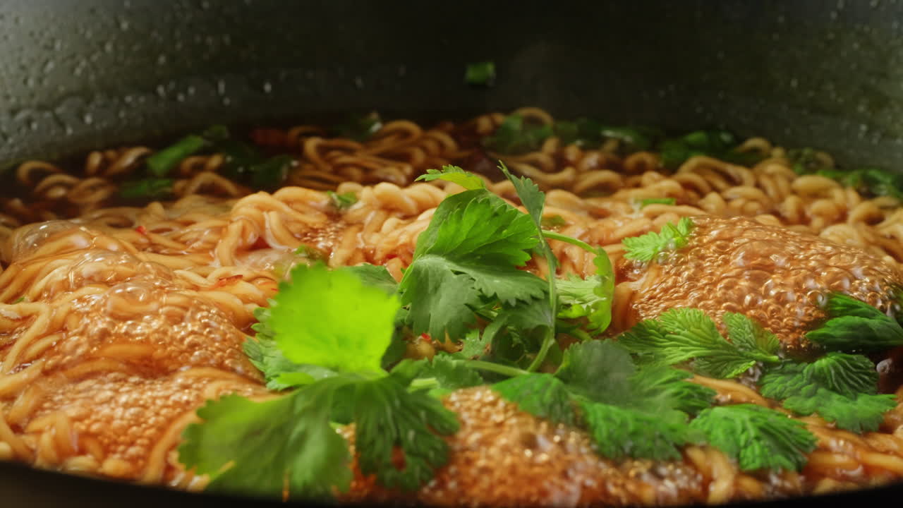Cooking Instant Noodles with Coriander