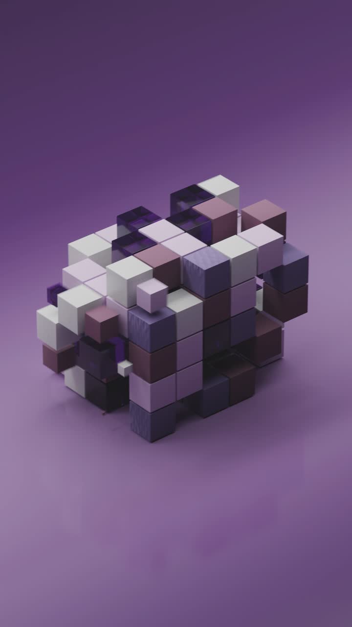 Abstract Geometric Cubes in Purple