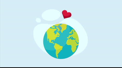 hearts love with world planet animation