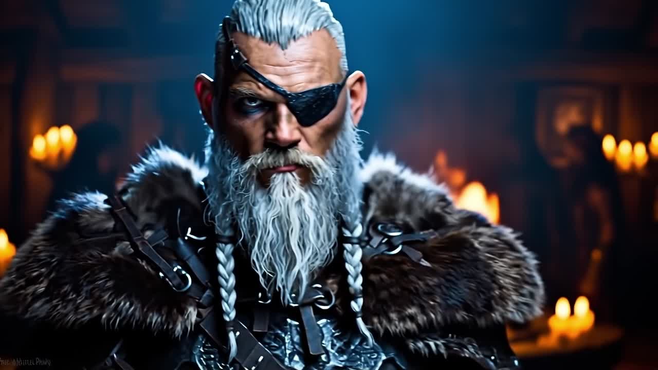 A man with a long beard wearing a fur coat and a mask