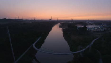 Germany---Rhine-Herne-Canal-in-Ruhr-Area-of-North-Rhine-Westphalia,-Aerial-Drone