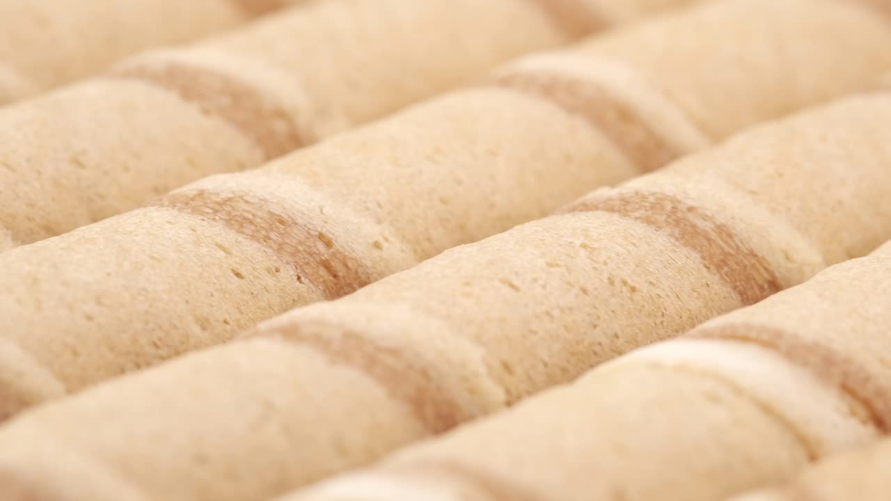 초콜릿으로 인 웨이퍼 스틱의 클로즈업