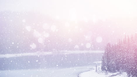 snow falling in countryside