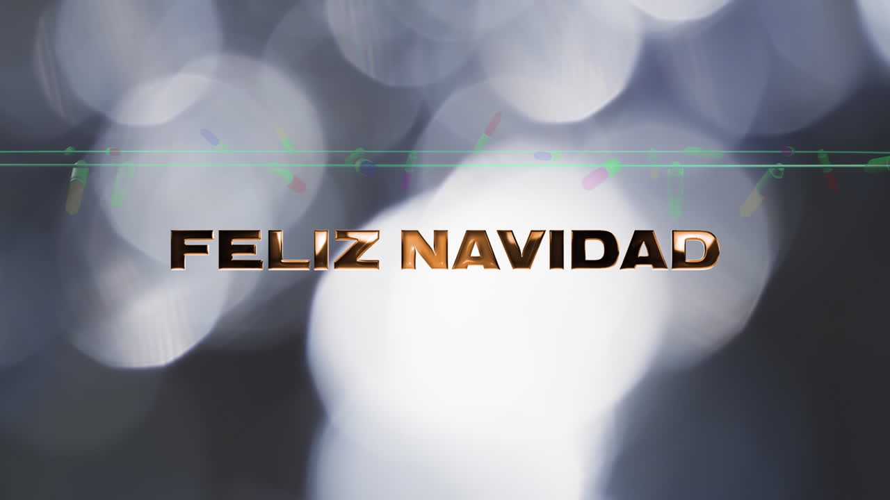 animación de texto de feliz navidad y luces de hadas en fondo negro