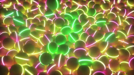 pile of abstract neon ultraviolet colorful glow spheres and balls