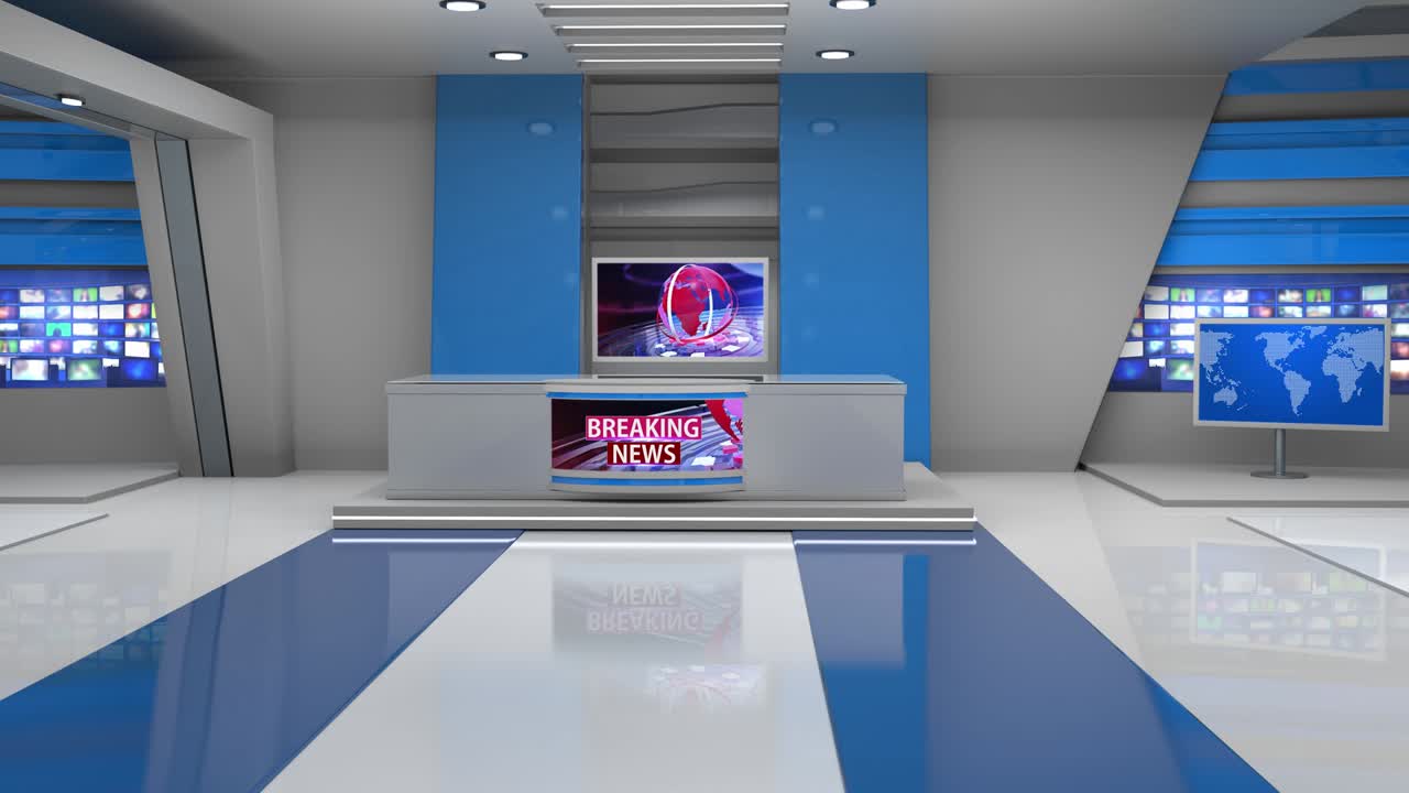 el bucle de fondo del estudio de noticias virtual en 3d