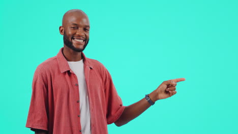 black man, pointing with presentation and list