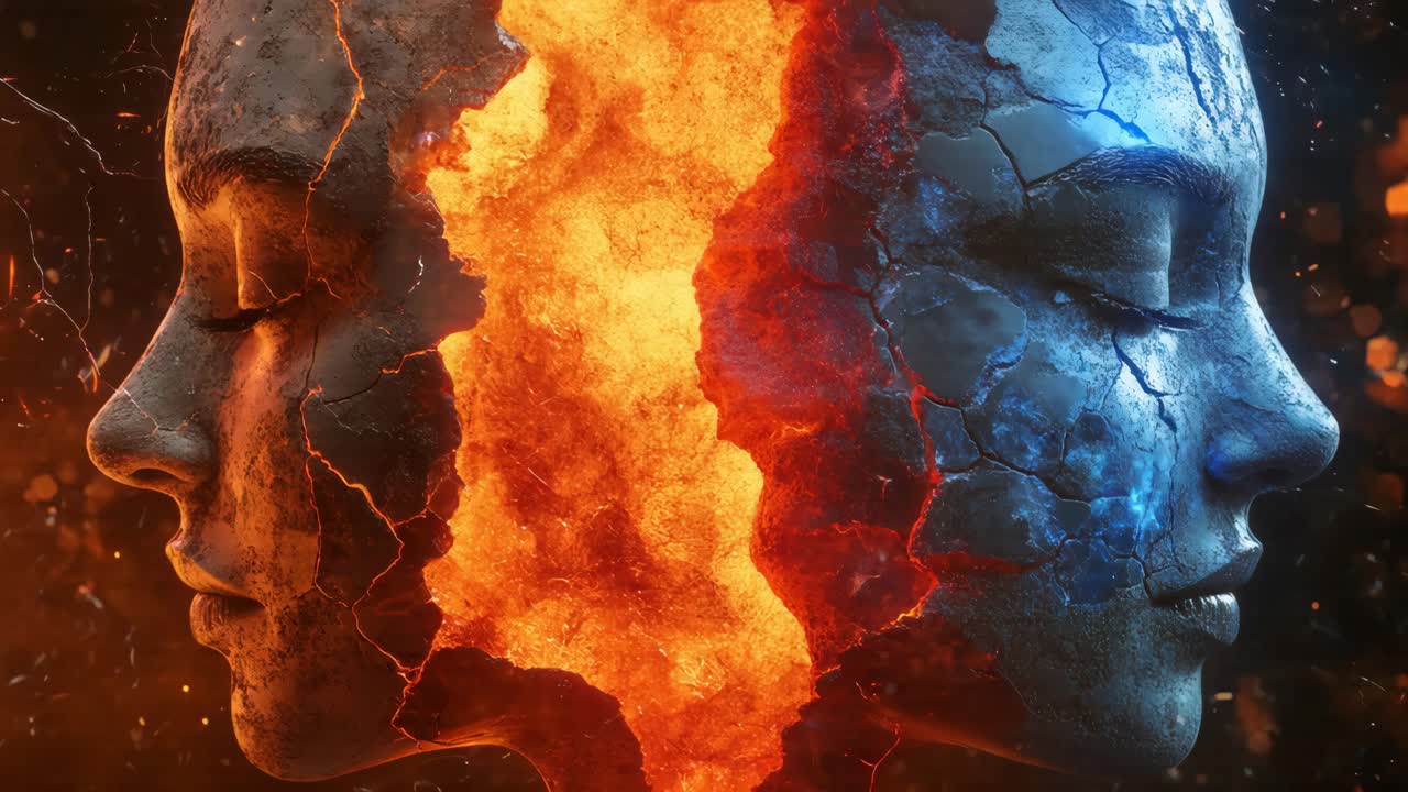 Split Head - Fire and Ice