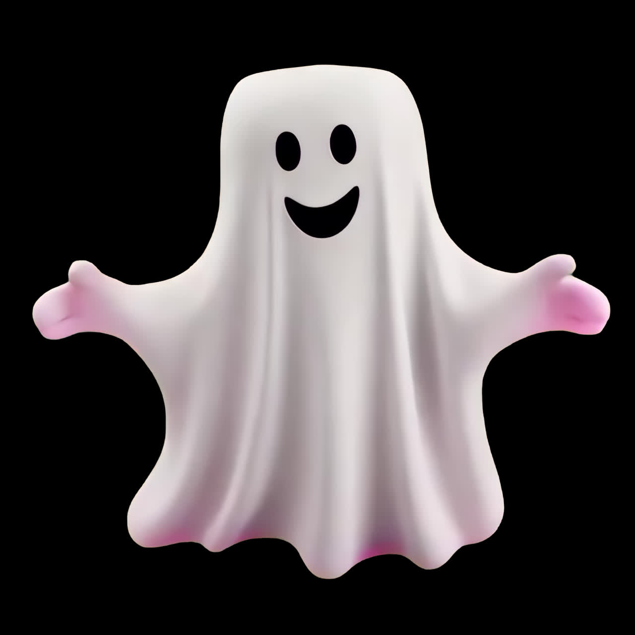 Friendly ghost animation isolated asset, transparent 4K video, alpha channel, ProRes 4444