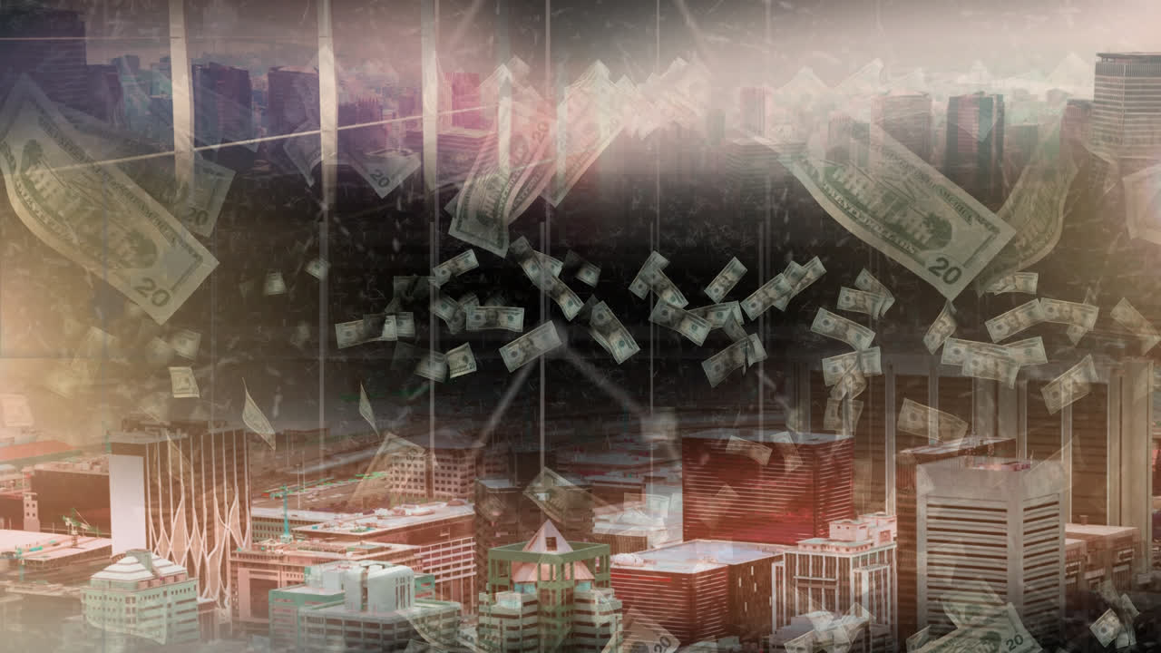 돈 이 떨어지는 도시 의 공중 전망