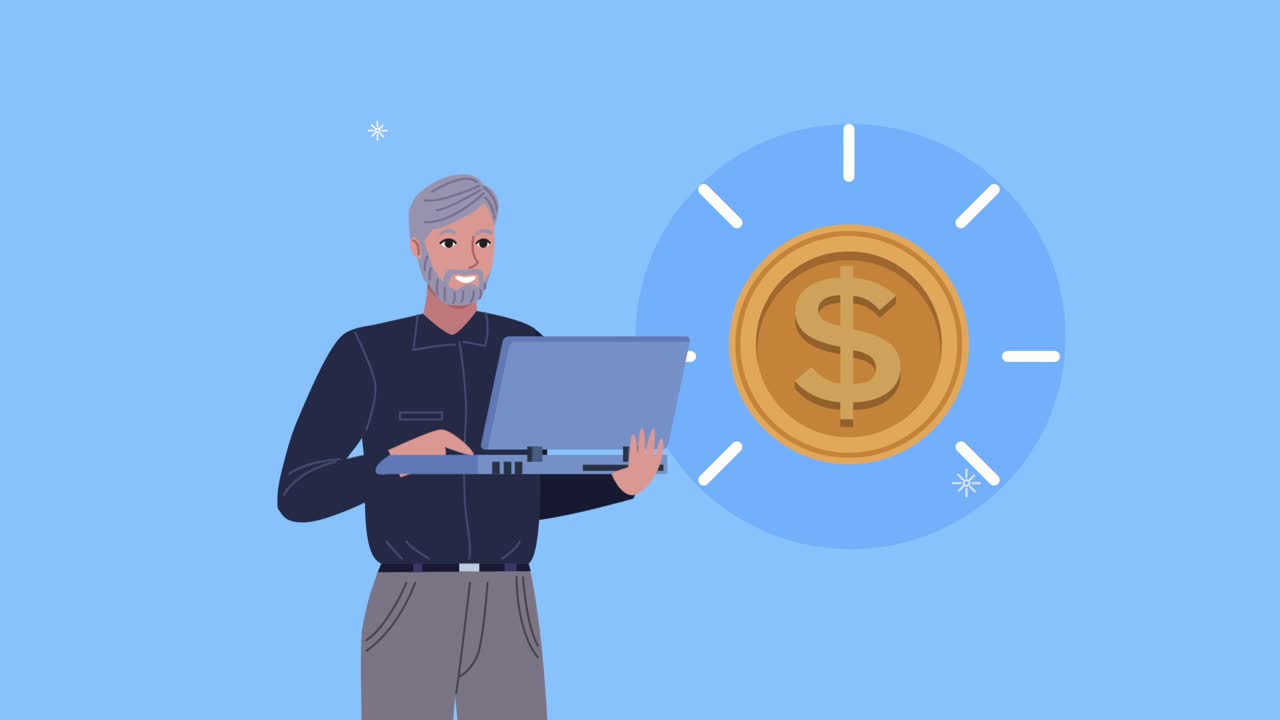 elegant businessman worker using laptop