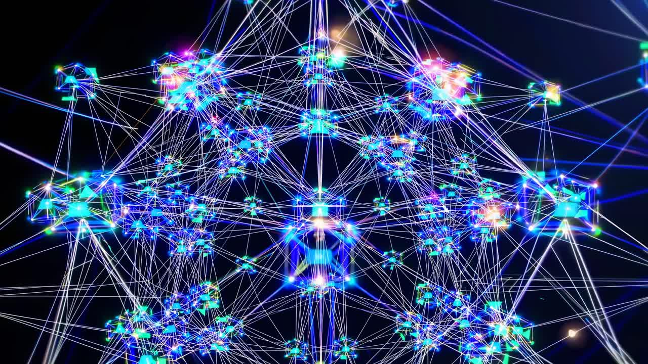 Futuristic network concept with glowing nodes and connections