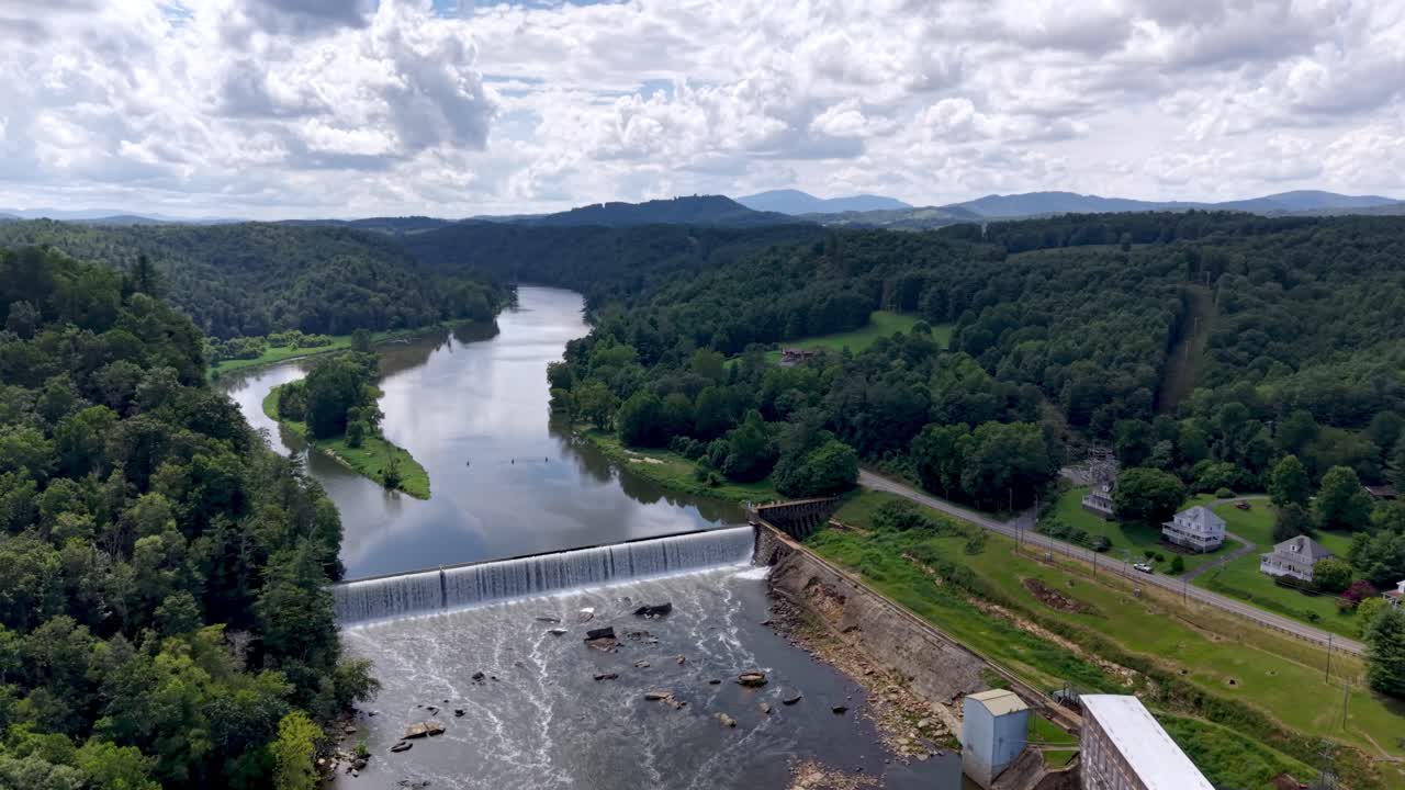 aerial to hydroelectric dam at old mill site at Fries Virginia