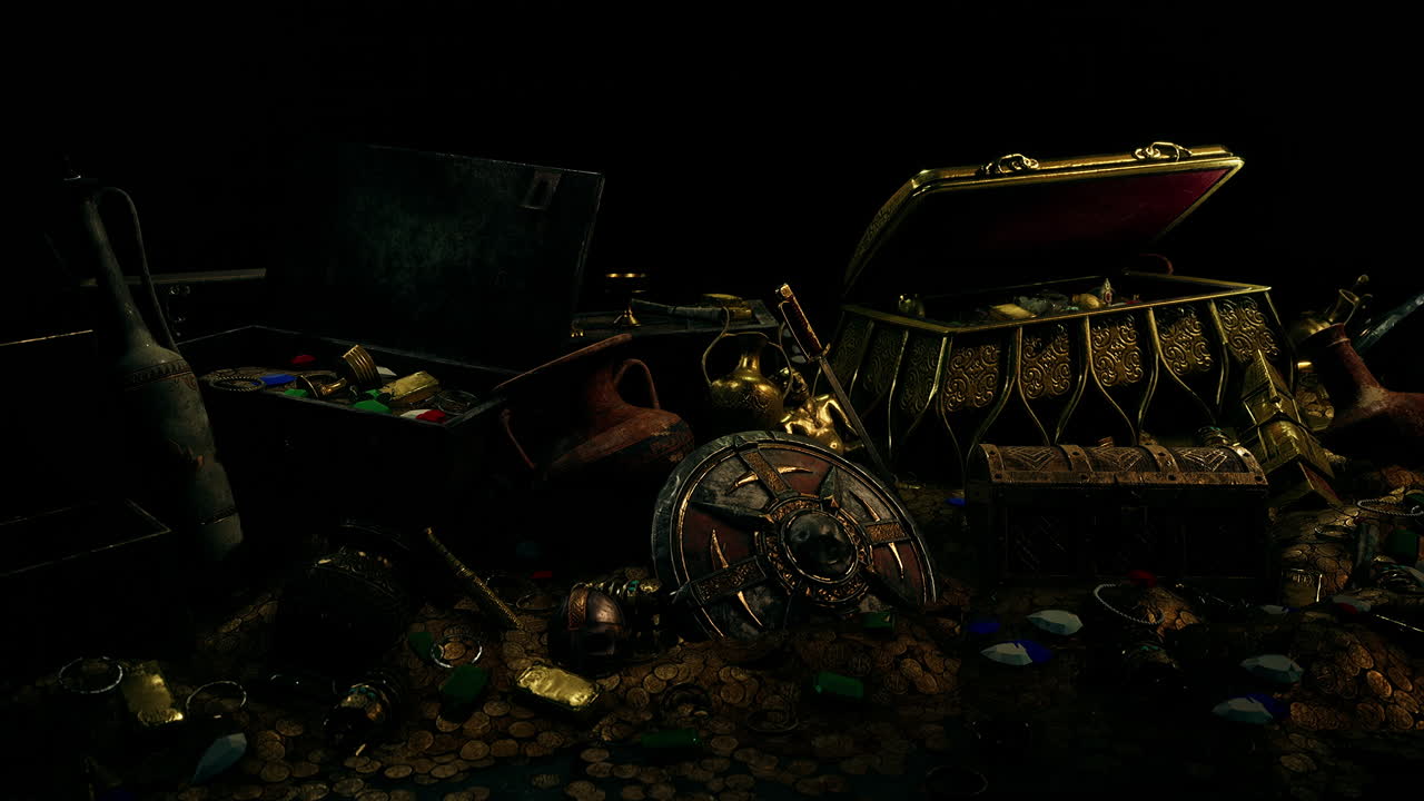 Open treasure chest with gold coins