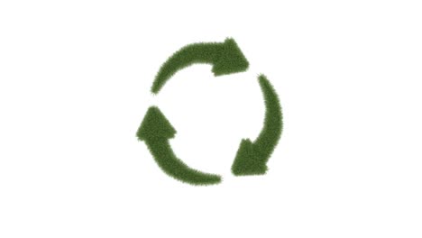 loop recycle grass symbol, 3d animation on white background isolated