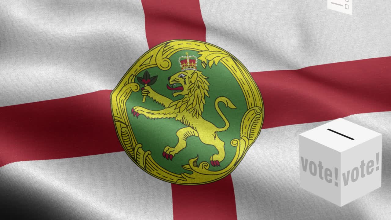 알더니 선택을 위한 투표용지 - 발 앞에 있는 투표함 - 선거 - 투표 - 알더니의 발 - 알드니 발 높은 세부 사항 - 국가 발 알드니 파동 패턴 루프 가능한 요소 - 직물 질감과 끝없는 루프