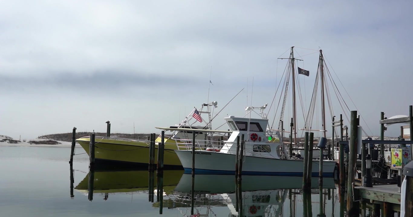 Fiskebåde fortøjet i Destin Havn, Florida