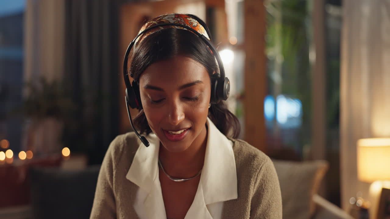 Kvinne som bruker headset