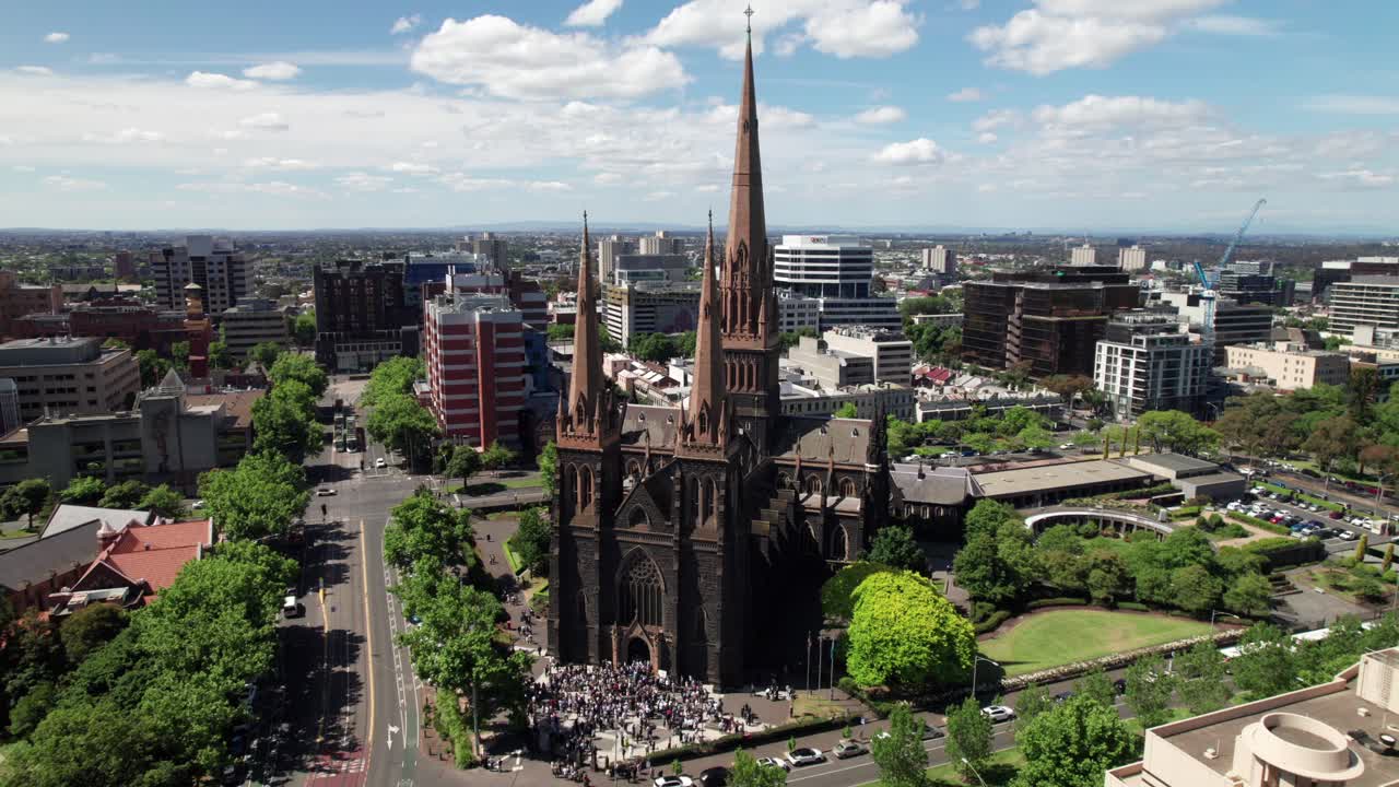 Aerial View of St. Paul's Cathedral, Melbourne, Australia