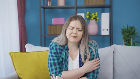 sick young woman whose bones hurt when he sneezes.