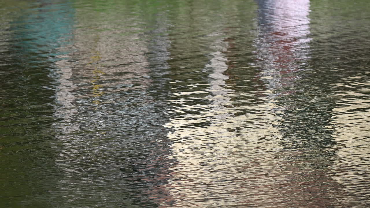 Closeup surface of clear water with small ripple waves in lake summer