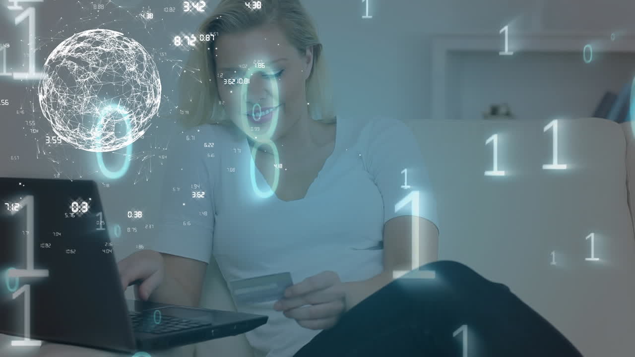 la animación del globo digital muestra el pago en línea y el concepto de conectividad global.